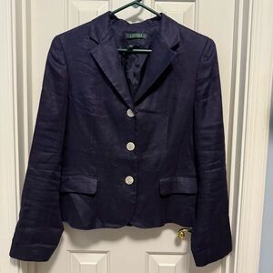 Ralph Lauren Women's Deep Blue Blazer 100%Linen